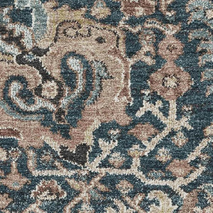 HomeRoots 10' X 14' Floral Area Rug in Taupe, Teal & Brown - Washable, UV-Protected, Stain-Resistant Design 692994