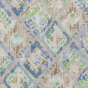 HomeRoots 5' X 8' Washable Beige Green Blue Geometric Area Rug with UV Protection for Modern Homes & Patios 692996