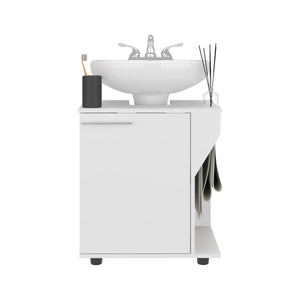 English Elm Under Sink Storage Cabinet with 2 Doors and Shelves — Sleek Oak & Black Wengue Finish for Bathrooms White 25.98 L x 27.17 W x 4.72 H B097P395903