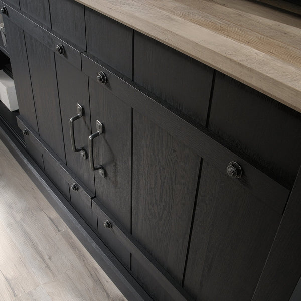 English Elm Credenza, Stylish Black Tv Stand For Up To 70" Tvs With Rustic Charm & Smart Storage Solutions B356P402772