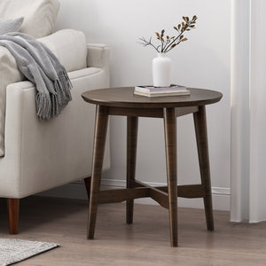 English Elm Christopher Knight Home® - END TABLE Mid-Century Modern Solid Wood End Table with Splayed Legs, Round Top, Sturdy Design Brown 68679.00