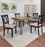 Arroyo 6-Piece Dining Set, Hairpin Table, 4 Chairs, Bench - Rich Black