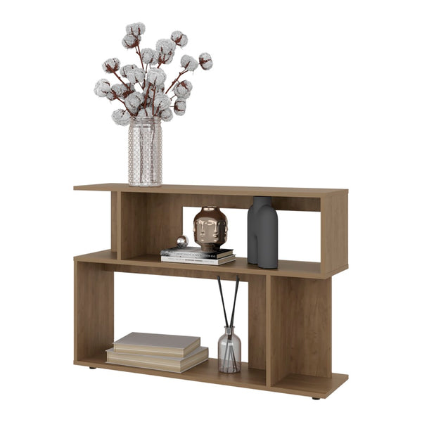 English Elm Bell Contemporary Wood Wall Shelf with Two Open Levels for Home Office or Living Room B128P473987