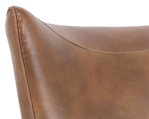 Sunpan LUTHER Mid-Century Lounge Chair in Tobacco Tan - Stylish, Easy-Care Faux Leather Comfort & Support 101966V