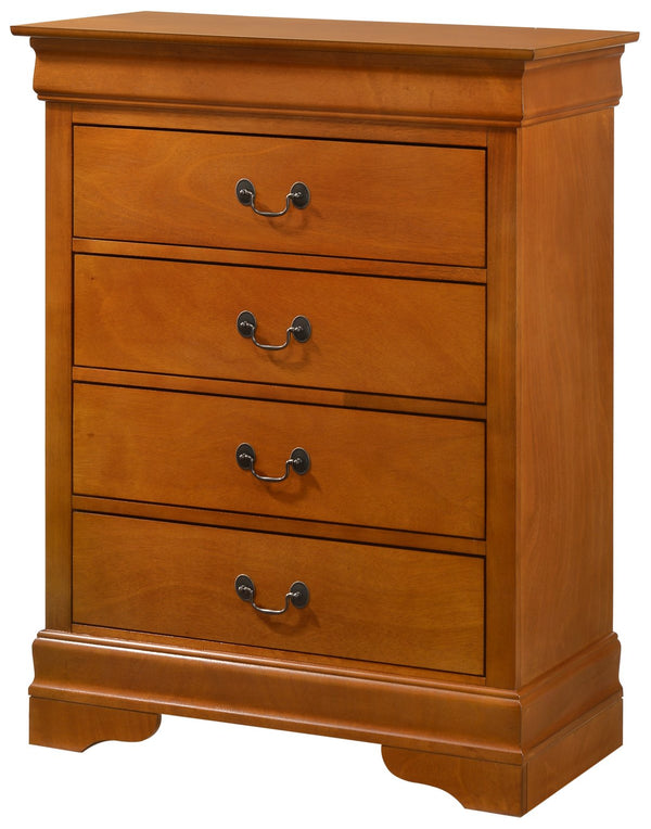 English Elm Louis Louis Phillipe G3160-BC 4 Drawer Chest with Carved Bases Curved Mouldings and Durable Drawers Oak 22 L x 37 W x 47 H B078108219