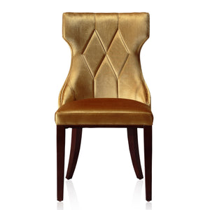 English Elm Reine Solid Beech Wood Upholstered Dining Chair with Diamond Stitching, Velvet-Look Luxury, 300lb Capacity Antique Gold B365P397825