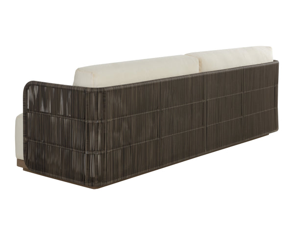 Sunpan Ravenna Sofa - Stylish Outdoor Comfort with Durable Teak Wood Frame & Eco-Friendly Fabric Design