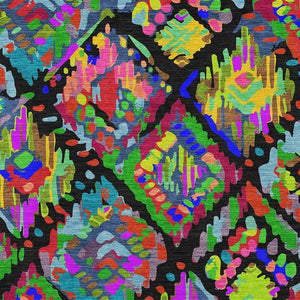 HomeRoots 10' Geometric Washable Area Rug in Bold Black, Red, Pink & Green - UV Protected & Pet Friendly! 693006