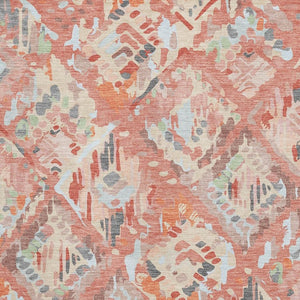 HomeRoots 5' X 8' Coral Sky Blue & Mauve Geometric Area Rug - Durable, Washable, UV Protected for Homes 693008