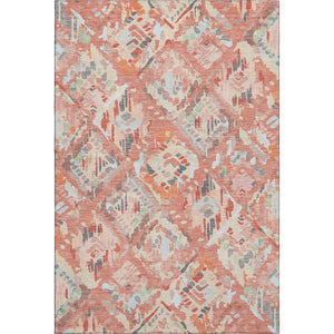 HomeRoots 8' Coral Sky Blue & Mauve Geometric Area Rug - Washable, UV-Protected, Durable & Stylish Home Accent 693010