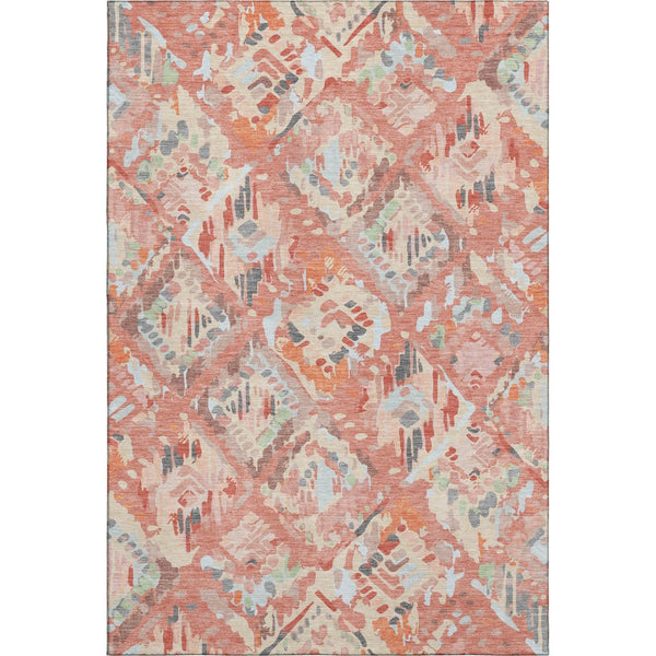 HomeRoots 8' Coral Sky Blue & Mauve Geometric Area Rug - Washable, UV-Protected, Durable & Stylish Home Accent 693010