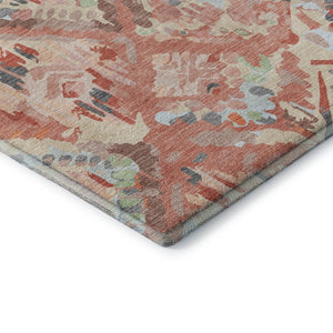 HomeRoots 8' Coral Sky Blue & Mauve Geometric Area Rug - Washable, UV-Protected, Durable & Stylish Home Accent 693010