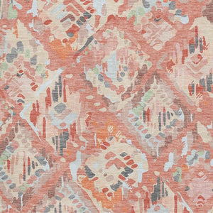 HomeRoots 10' Coral Sky Blue & Mauve Geometric Washable Area Rug - Durable, UV Protected & Ideal for Homes 693012