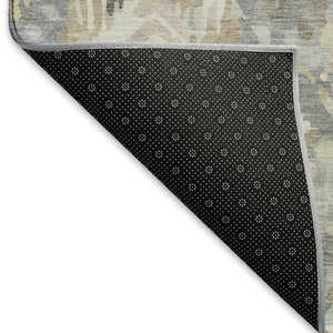 HomeRoots 5' X 8' Machine-Washable Geometric Area Rug in Gray, Beige & Tan - Durable, Stain-Resistant, UV-Protected 693014