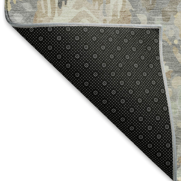 HomeRoots 5' X 8' Machine-Washable Geometric Area Rug in Gray, Beige & Tan - Durable, Stain-Resistant, UV-Protected 693014