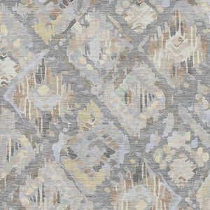 HomeRoots 5' X 8' Machine-Washable Geometric Area Rug in Gray, Beige & Tan - Durable, Stain-Resistant, UV-Protected 693014