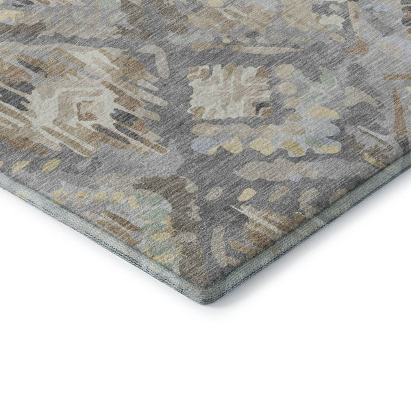 HomeRoots 8' Gray Beige Tan Geometric Area Rug - Washable, UV Protected, Durable for Homes with Kids & Pets 693016