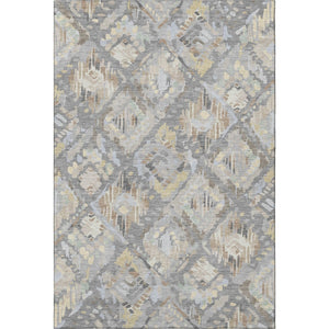 HomeRoots 8' Gray Beige Tan Geometric Area Rug - Washable, UV Protected, Durable for Homes with Kids & Pets 693016