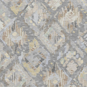 HomeRoots 9' X 12' Gray Beige Tan Geometric Washable Area Rug – Stain Resistant, UV Protected, Non-Slip Design 693017