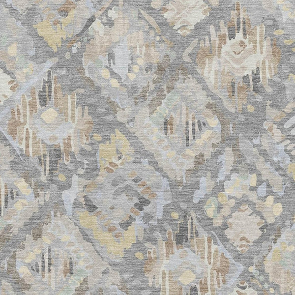 HomeRoots 9' X 12' Gray Beige Tan Geometric Washable Area Rug – Stain Resistant, UV Protected, Non-Slip Design 693017