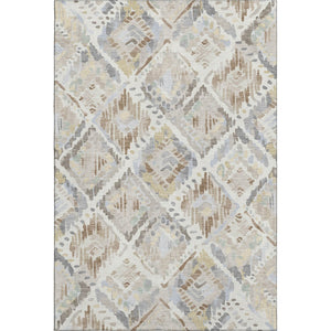 HomeRoots 10' X 14' Washable Geometric Area Rug in Ivory, Brown & Gray – UV Protection & Stain Resistant Design 693024
