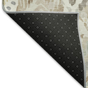 HomeRoots 10' X 14' Washable Geometric Area Rug in Ivory, Brown & Gray – UV Protection & Stain Resistant Design 693024