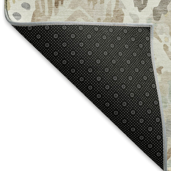 HomeRoots 10' X 14' Washable Geometric Area Rug in Ivory, Brown & Gray – UV Protection & Stain Resistant Design 693024