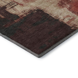 HomeRoots 8' X 8' Washable Round Rug in Brick Red, Mauve & Beige – UV Protected, Non-Slip & Stain Resistant 693039