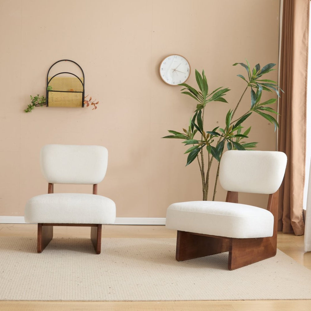 English Elm [set of 2] Beige Polyester Barrel Lounge Chairs with Black Wood Base for Living Room Beige,Walnut N767P373046W