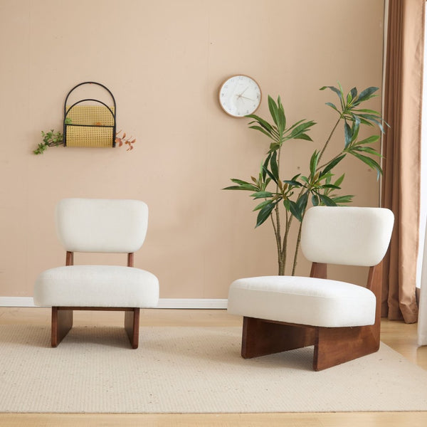 English Elm [set of 2] Beige Polyester Barrel Lounge Chairs with Black Wood Base for Living Room Beige,Walnut N767P373046W