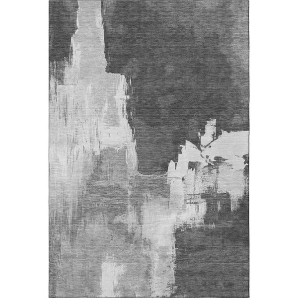 HomeRoots 5' X 8' Gray Silver Charcoal Abstract Washable Area Rug - Durable, Stain-Resistant, UV Protected! 693044