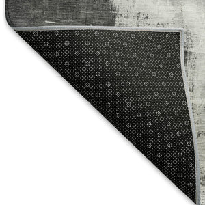 HomeRoots 8' Modern Abstract Round Rug in Gray & Charcoal – Washable, UV-Protected, Non-Slip Design for Any Room 693045