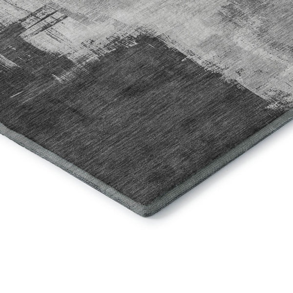 HomeRoots 8' Modern Abstract Round Rug in Gray & Charcoal – Washable, UV-Protected, Non-Slip Design for Any Room 693045