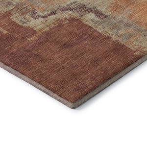 HomeRoots 8' X 8' Washable Round Rug in Rust, Beige & Peach – UV Protected, Stain Resistant, Modern Style Statement 693051
