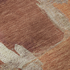 HomeRoots 8' X 8' Washable Round Rug in Rust, Beige & Peach – UV Protected, Stain Resistant, Modern Style Statement 693051