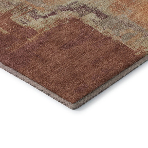 HomeRoots 8' Contemporary Abstract Area Rug in Rust, Beige & Peach - Washable, UV Protected & Stain Resistant 693052