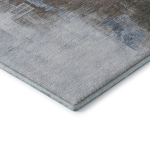 HomeRoots 5' X 8' Abstract Washable Area Rug in Sky Blue, Chocolate & Taupe - UV Protected & Stain Resistant 693056