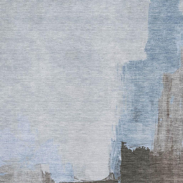 HomeRoots 8' Sky Blue Chocolate Taupe Abstract Washable Area Rug - UV Protected, Stain-Resistant, Stylish Design 693058
