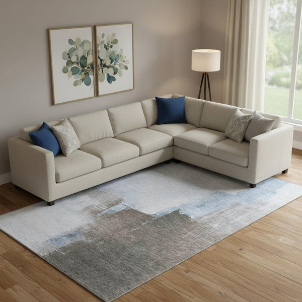 HomeRoots 9' X 12' Sky Blue Abstract Area Rug - Washable, Stain-Resistant, UV Protected for High-Traffic Spaces 693059