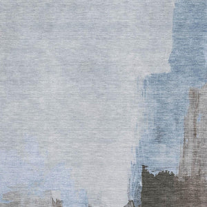 HomeRoots 10' Sky Blue Chocolate Taupe Abstract Washable Area Rug with UV Protection for Modern Living Spaces 693060
