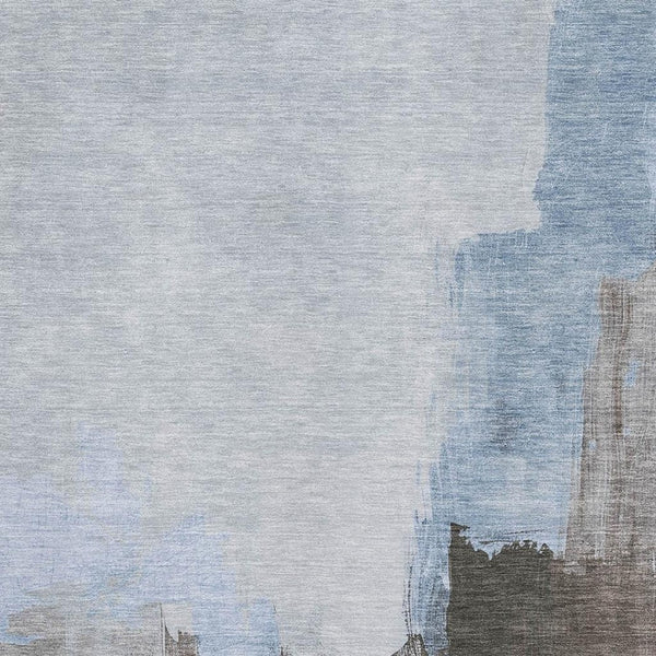 HomeRoots 10' Sky Blue Chocolate Taupe Abstract Washable Area Rug with UV Protection for Modern Living Spaces 693060