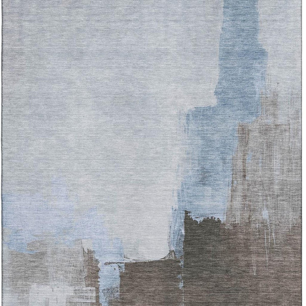 HomeRoots 10' Sky Blue Chocolate Taupe Abstract Washable Area Rug with UV Protection for Modern Living Spaces 693060