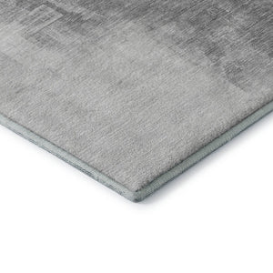 HomeRoots 8' Abstract Washable Area Rug in Silver-Gray & Charcoal - Durable, UV Protected for High-Traffic Homes 693064