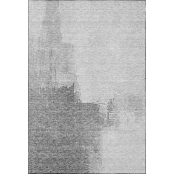 HomeRoots 10' X 14' Abstract Washable Area Rug in Silver Gray & Charcoal with UV Protection for High Traffic Spaces 693066