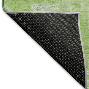 HomeRoots 8' Artichoke Green Gray Ivory Abstract Area Rug – Durable, Washable, UV-Protected for Busy Homes 693070