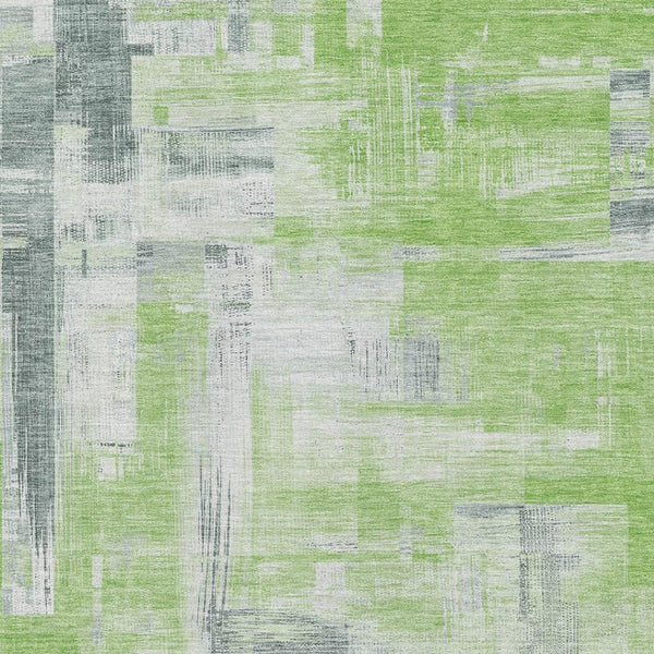 HomeRoots 8' Artichoke Green Gray Ivory Abstract Area Rug – Durable, Washable, UV-Protected for Busy Homes 693070