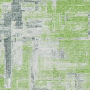 HomeRoots 10' X 14' Stylish Artichoke Green Abstract Washable Area Rug with UV Protection for Busy Homes 693072