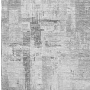 HomeRoots 8' Abstract Gray, Silver, and Charcoal Area Rug – Washable, UV Protected, Perfect for High-Traffic Spaces 693076