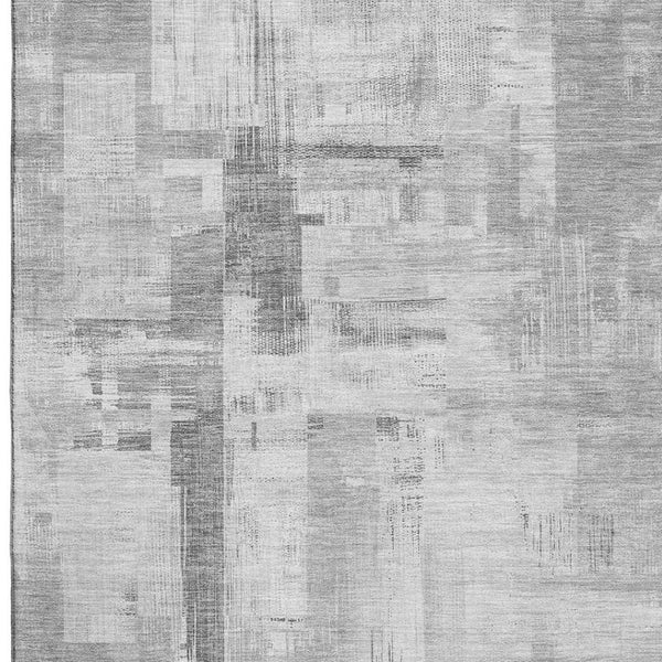 HomeRoots 8' Abstract Gray, Silver, and Charcoal Area Rug – Washable, UV Protected, Perfect for High-Traffic Spaces 693076