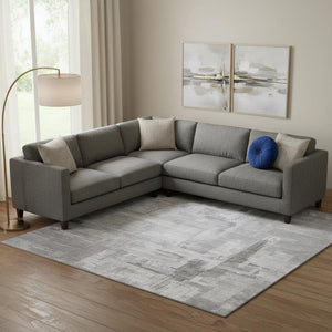 HomeRoots 9' X 12' Gray Silver & Charcoal Abstract Area Rug - Durable, Washable, UV-Protected for Modern Spaces 693077